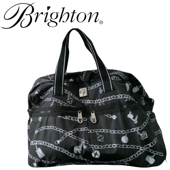 Brighton Jetsetter Travel Duffle Black White Lightweight Lots of Pockets RETIRED - Picture 1 of 12